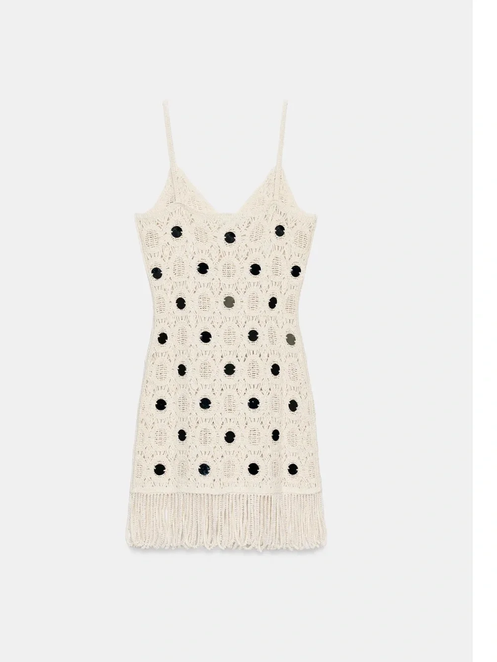 ZARA FRINGED MIRROR KNIT DRESS - Picture 5 of 6